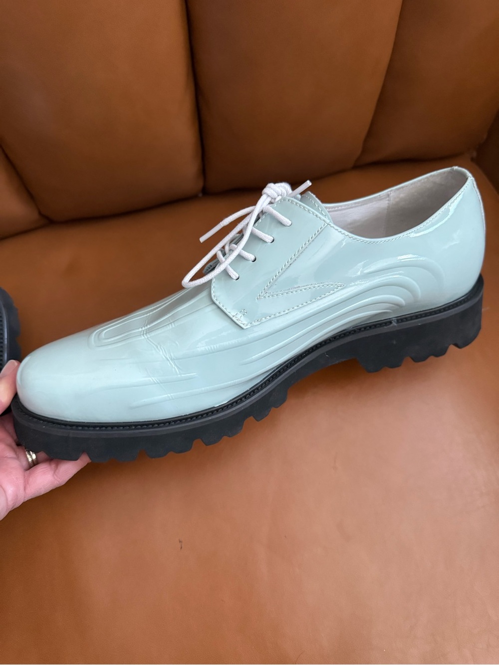 Marc Nolano Mint Patent Leather Derby Oxfords - Picture 7 of 9